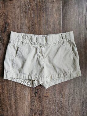 J.Crew chino khaki 100% cotton low rise women's shorts size 0 tan beige